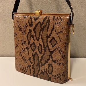 Beautiful Vintage Snakeskin + Embossed Shoulder Bag with Resin Clasp Closure